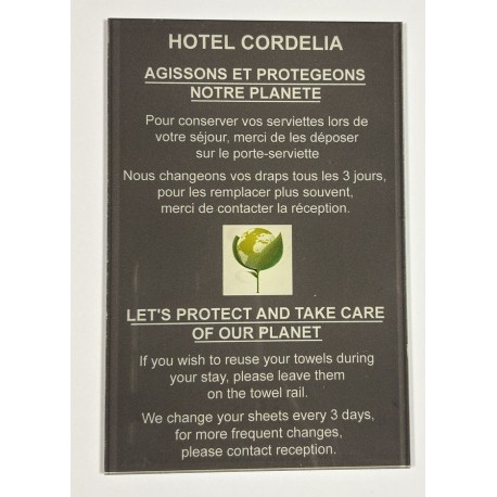 Plaque écologique serviettes - draps